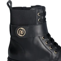 Anfibi Donna LIU JO New Nancy Eco 2-1 in Pelle Nera con Inserto Elastico