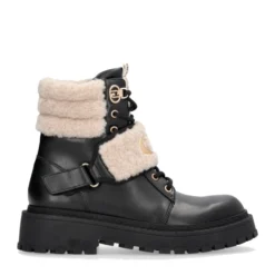 Anfibi Donna LIU JO Rumi 40 in Pelle Nera con Dettagli in Eco Fur
