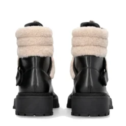 Anfibi Donna LIU JO Rumi 40 in Pelle Nera con Dettagli in Eco Fur