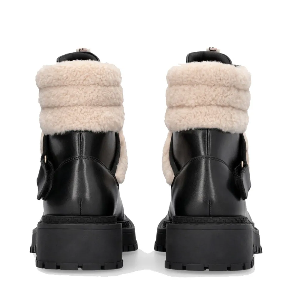 Anfibi Donna LIU JO Rumi 40 in Pelle Nera con Dettagli in Eco Fur