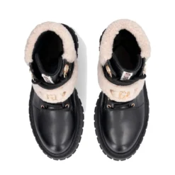 Anfibi Donna LIU JO Rumi 40 in Pelle Nera con Dettagli in Eco Fur