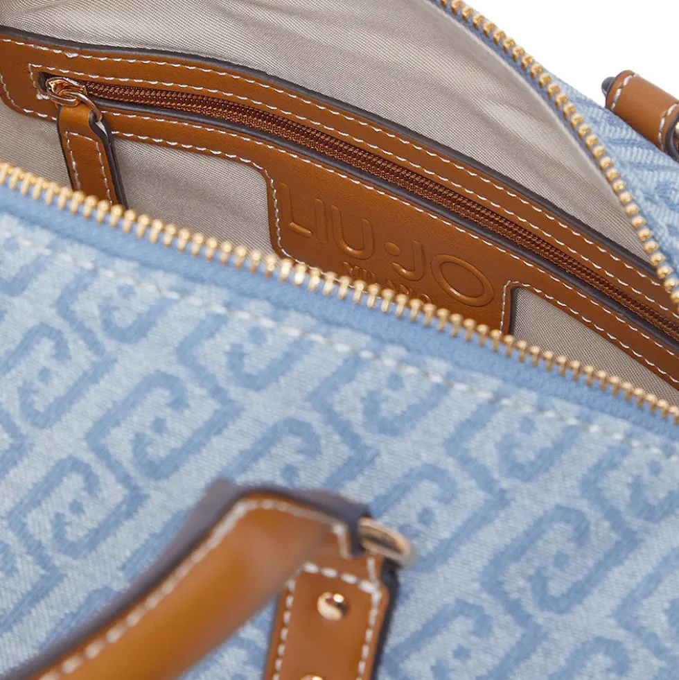 Bauletto Donna a Mano LIU JO in Tessuto Jacquard con Logo Monogram Dusty Blue