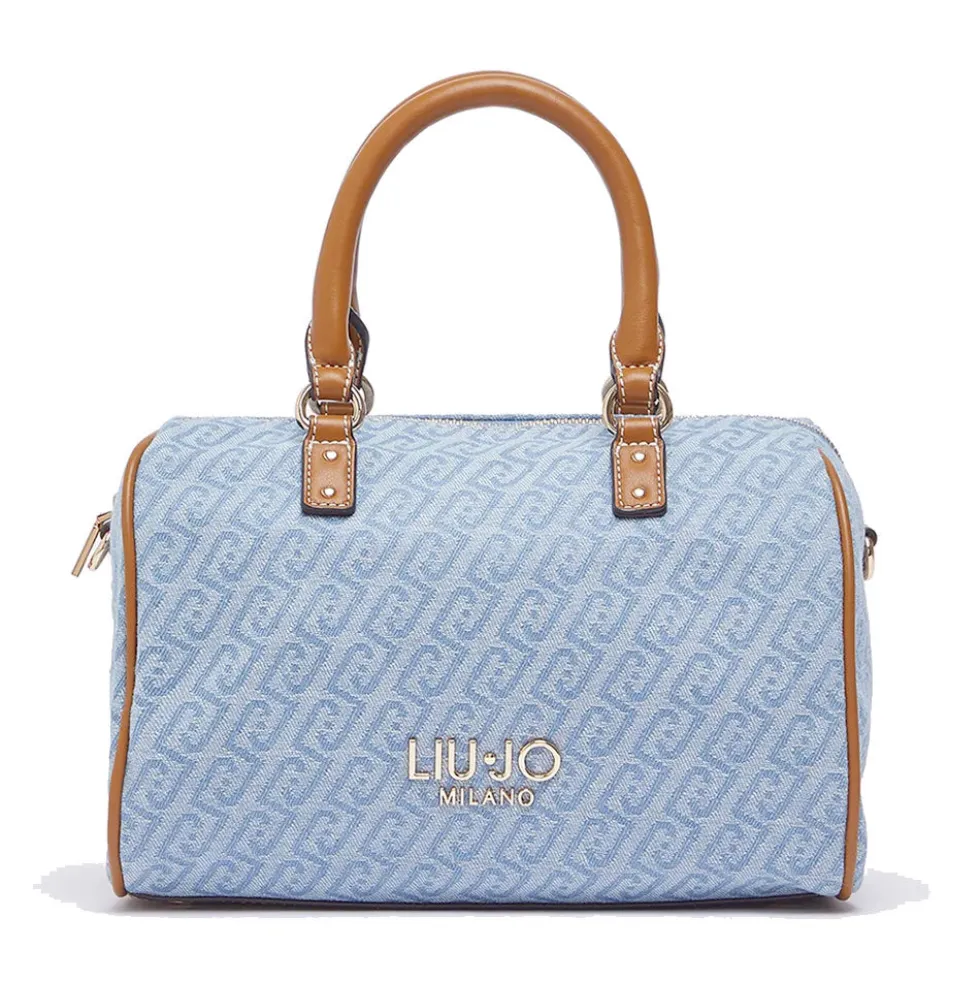 Bauletto Donna a Mano LIU JO in Tessuto Jacquard con Logo Monogram Dusty Blue
