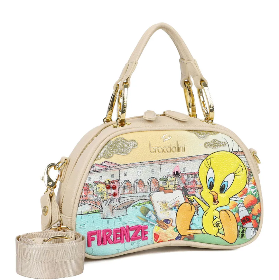 Bauletto Donna a Mano Media BRACCIALINI linea Cartoline Looney Tunes stampa Firenze