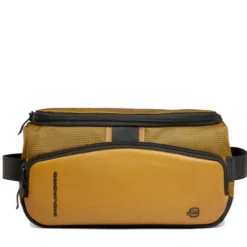 Beauty Case PIQUADRO Uomo in Tessuto e Pelle Colore Senape Linea Pq-Earth - BY6947S137