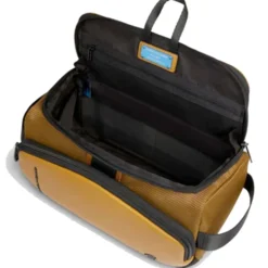 Beauty Case PIQUADRO Uomo in Tessuto e Pelle Colore Senape Linea Pq-Earth - BY6947S137