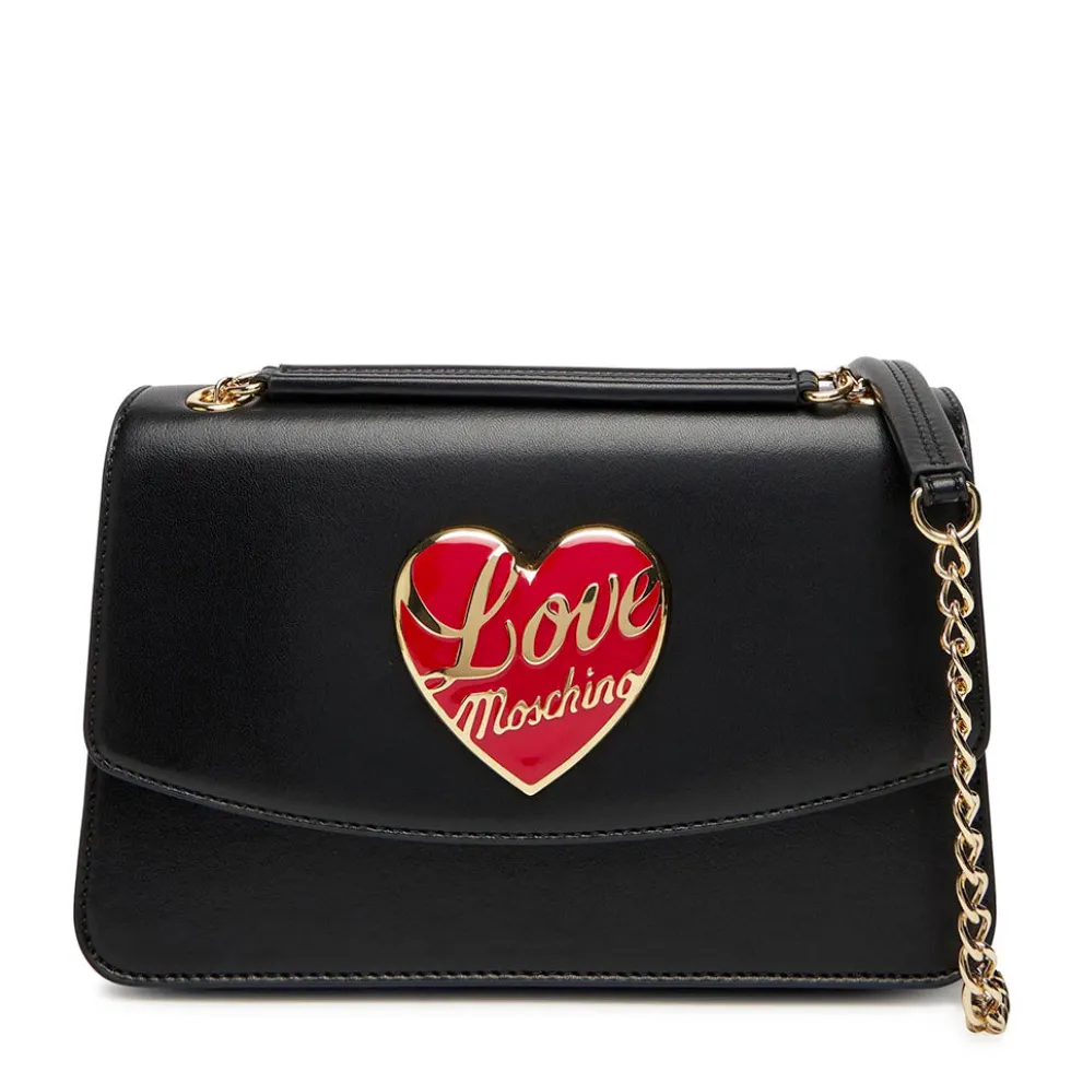 Borsa a Spalla e a Tracolla LOVE MOSCHINO Nera con Cuore Rosso con Logo