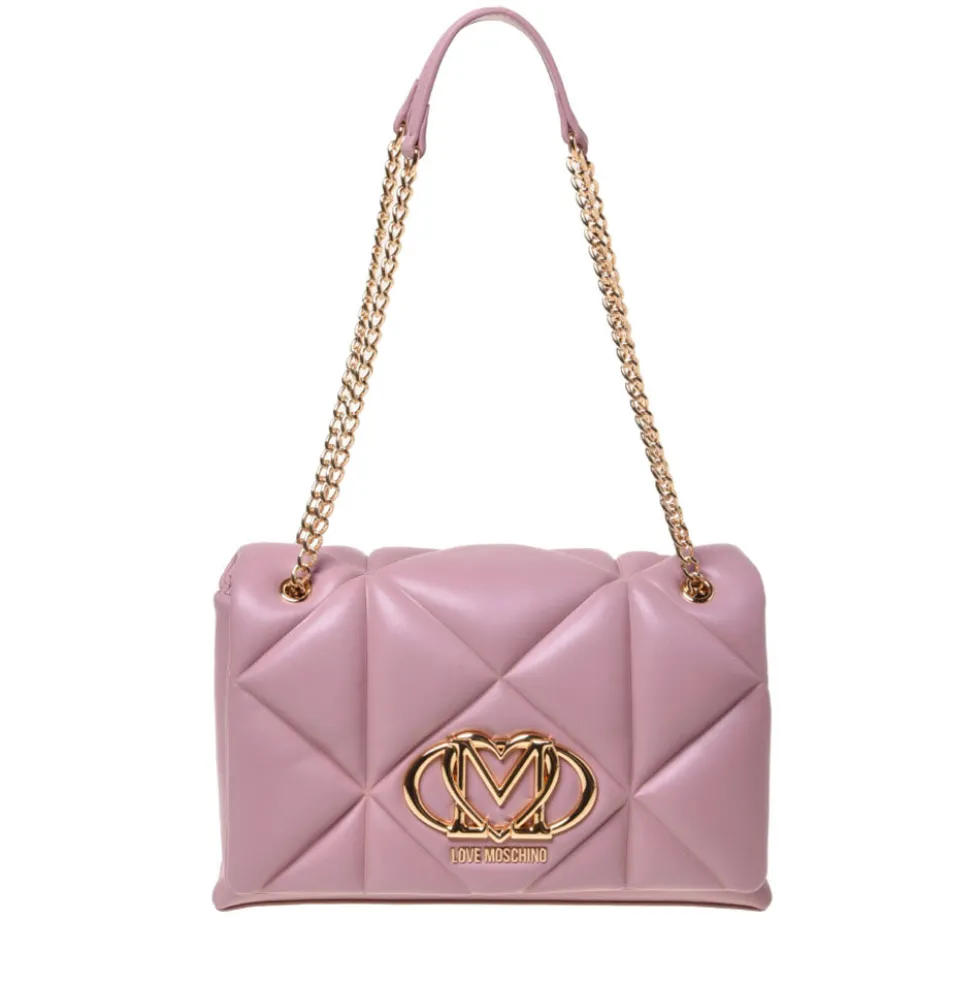 Borsa a Spalla e a Tracolla Trapuntata LOVE MOSCHINO linea Embossed Rosa