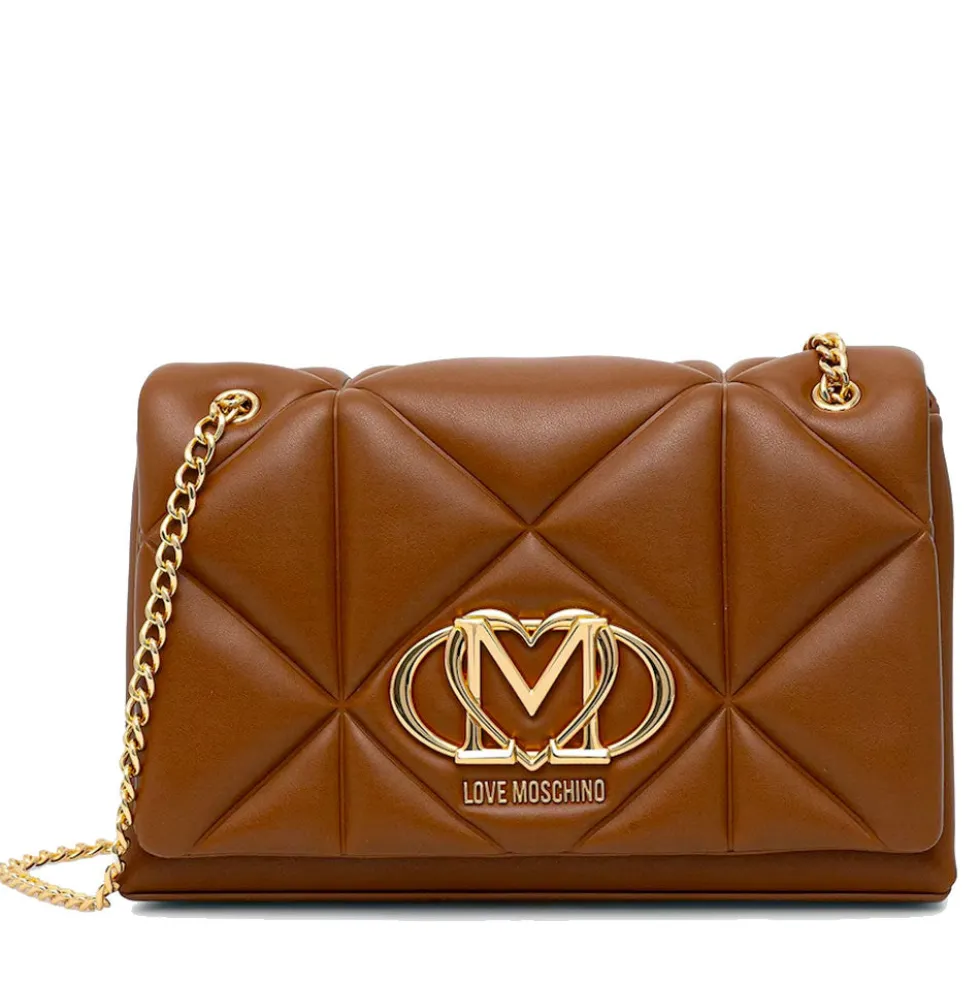 Borsa a Spalla e a Tracolla Trapuntata LOVE MOSCHINO linea Embossed color Cuoio