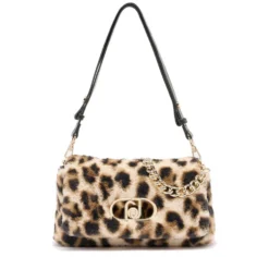Borsa a Spalla Media LIU JO linea LaPuffy in Pelliccia Sintetica stampa Animalier