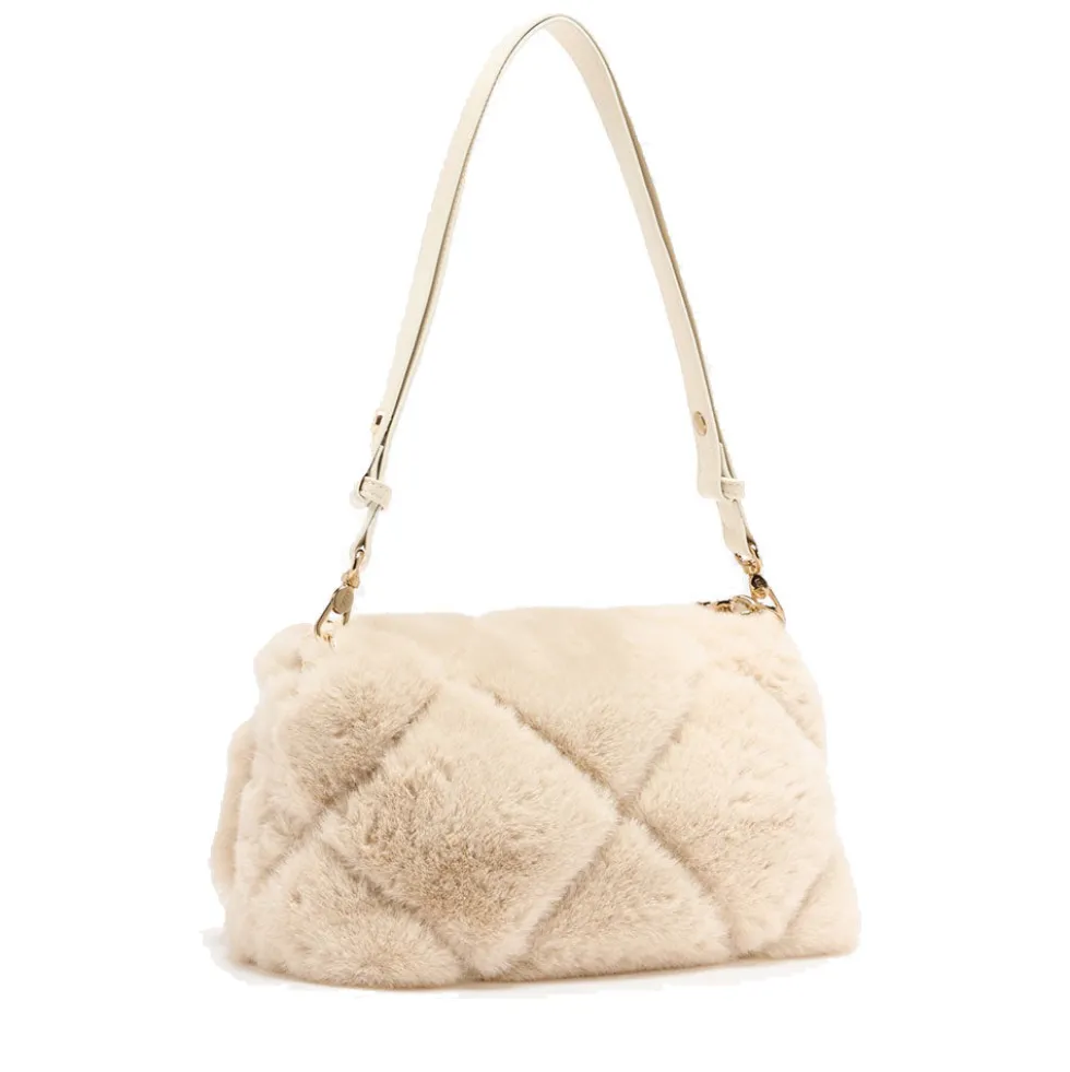 Borsa a Spalla Media LIU JO linea LaPuffy in Pelliccia Sintetica Trapuntata Marmo