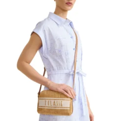 Borsa a Tracolla 1A Classe Alviero Martini linea Rafia Coast color Cuoio LE92