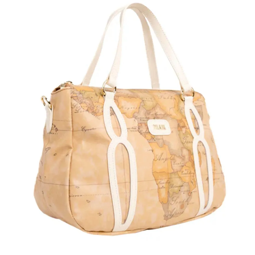 Borsa Donna a Mano 1A Classe Alviero Martini linea Soft Petals in Tessuto Soft Geo Classic e Avorio LE57
