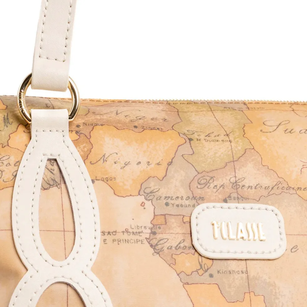 Borsa Donna a Mano 1A Classe Alviero Martini linea Soft Petals in Tessuto Soft Geo Classic e Avorio LE57