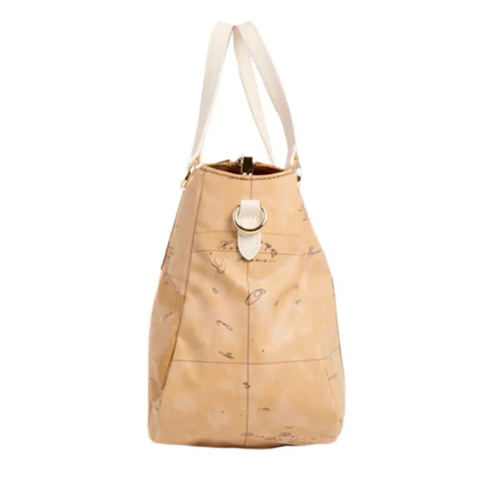 Borsa Donna a Mano 1A Classe Alviero Martini linea Soft Petals in Tessuto Soft Geo Classic e Avorio LE57