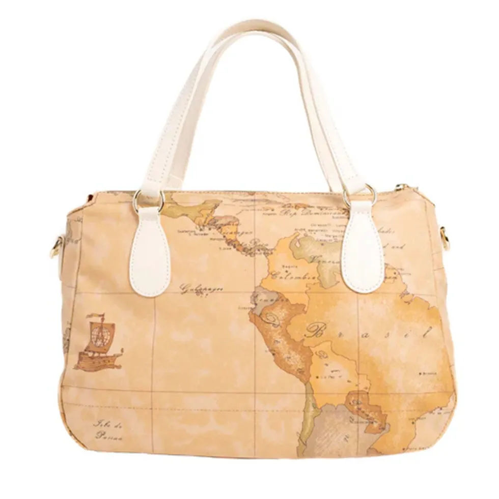 Borsa Donna a Mano 1A Classe Alviero Martini linea Soft Petals in Tessuto Soft Geo Classic e Avorio LE57