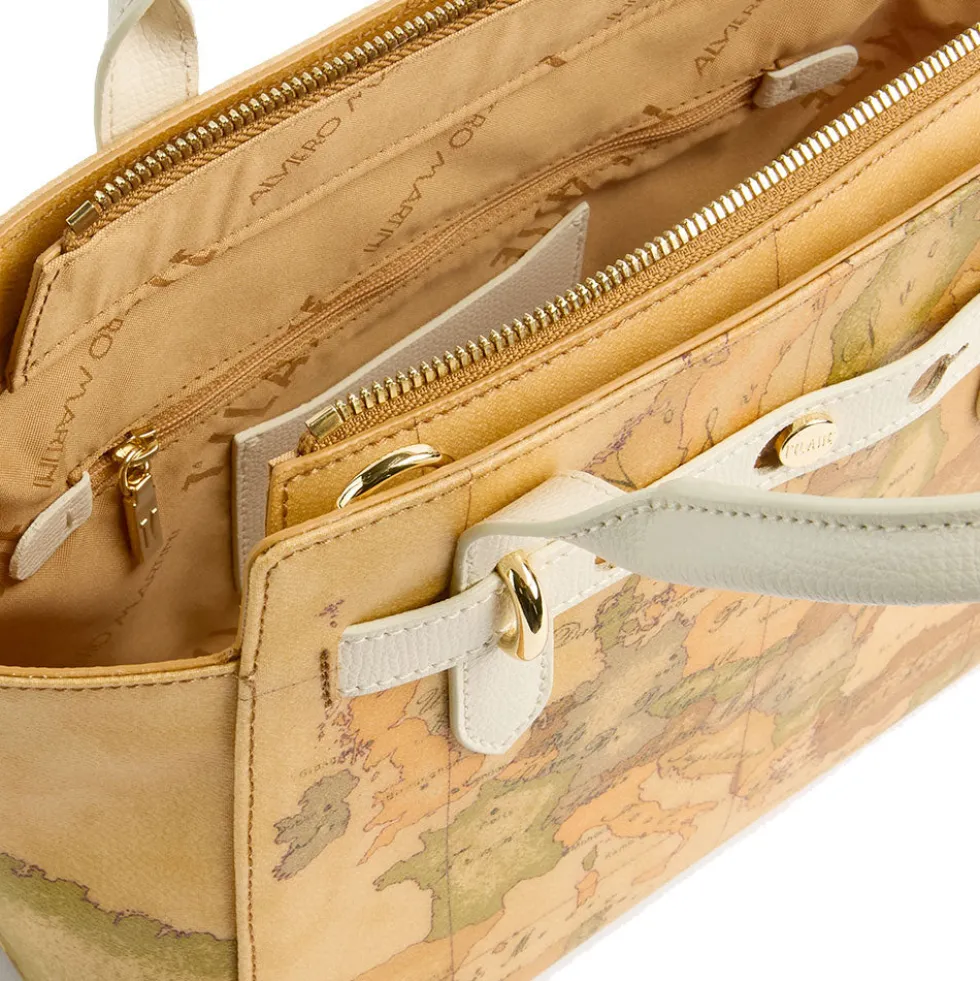 Borsa Donna a Mano 1A Classe Alviero Martini linea Escape Geo stampa Geo Classic e Avorio LE61