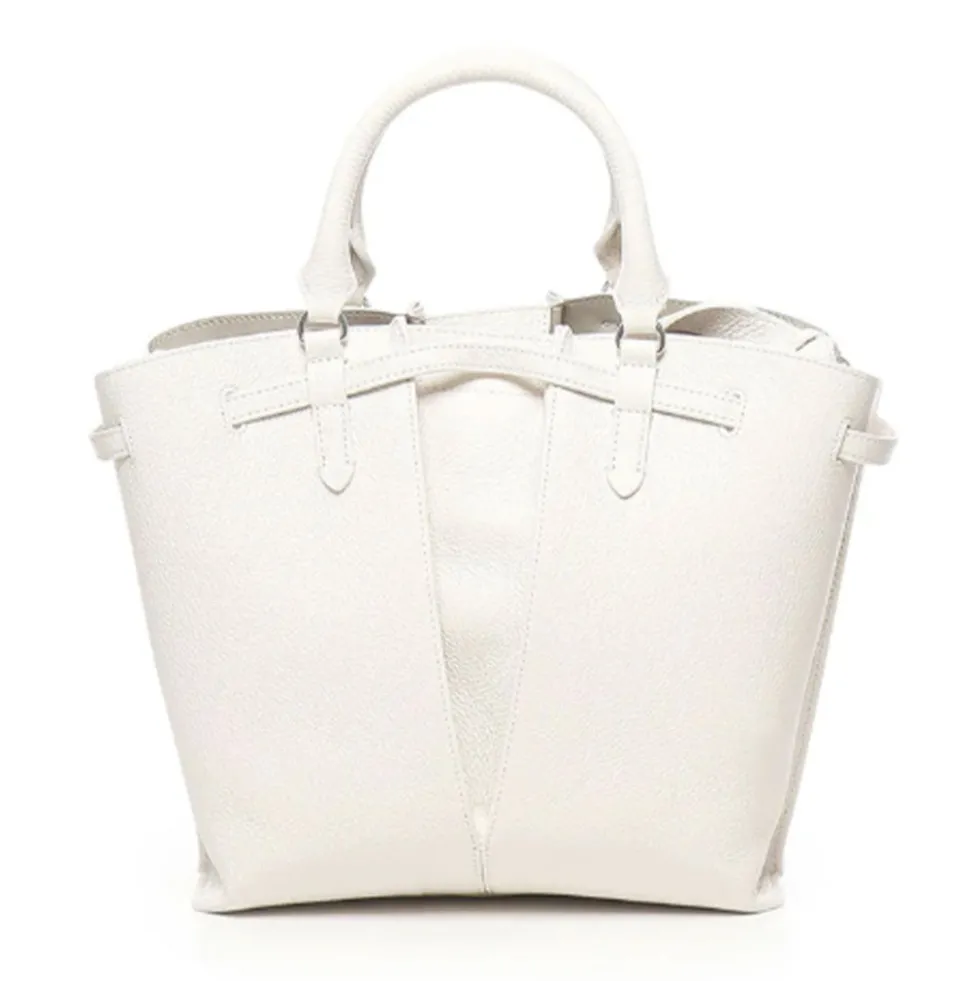 Borsa Donna a Mano a Secchiello COCCINELLE in Pelle Colore Blanco linea Flores Misura Piccola