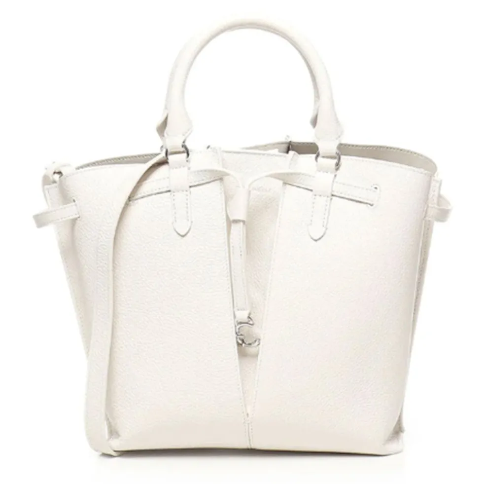 Borsa Donna a Mano a Secchiello COCCINELLE in Pelle Colore Blanco linea Flores Misura Piccola