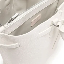 Borsa Donna a Mano a Secchiello COCCINELLE in Pelle Colore Blanco linea Flores Misura Piccola