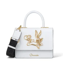 Borsa Donna a Mano BRACCIALINI linea Audrey Bugs Bunny in Pelle Bianca