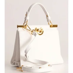 Borsa Donna a Mano COCCINELLE linea Binxie Small in Pelle Brillant White