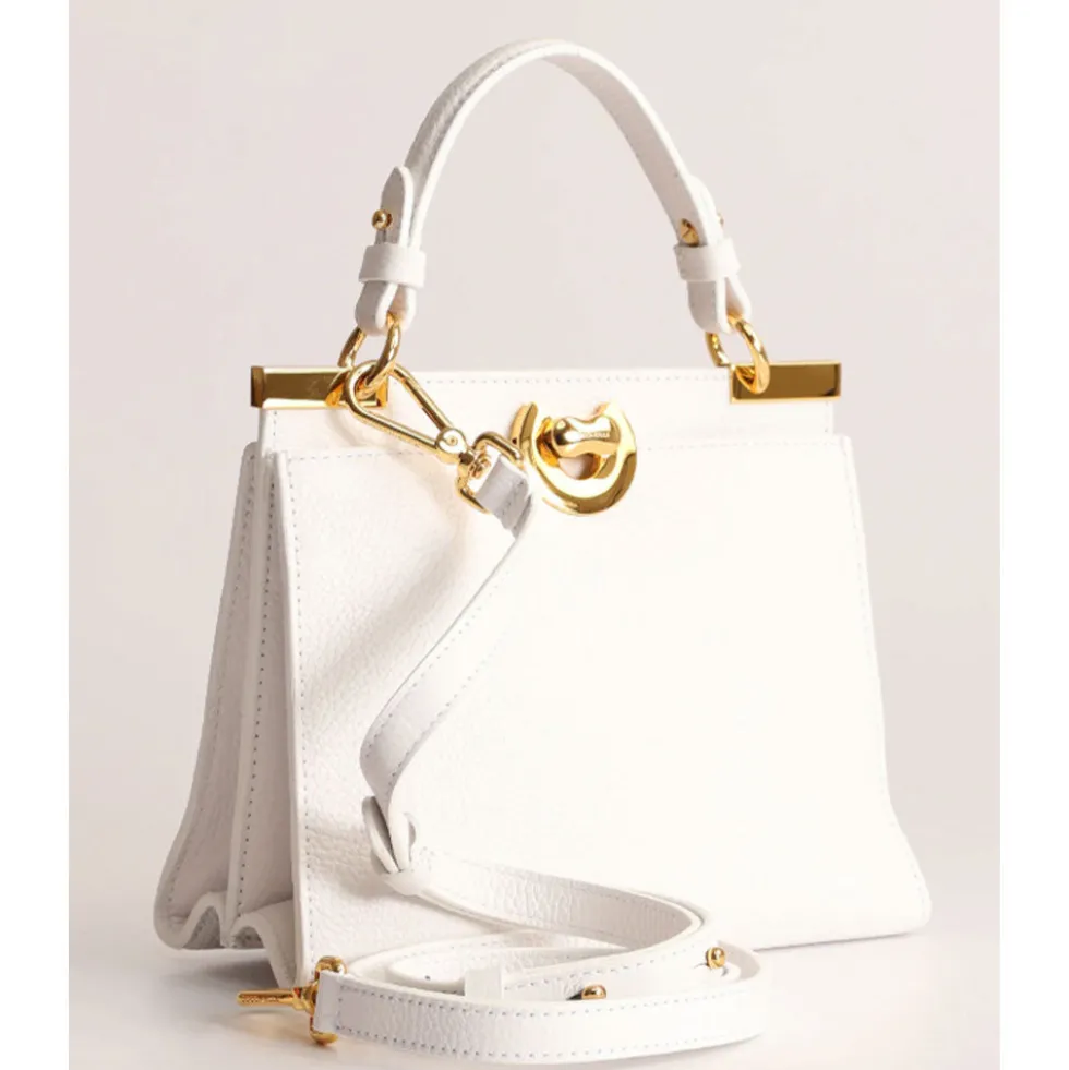 Borsa Donna a Mano COCCINELLE linea Binxie Small in Pelle Brillant White