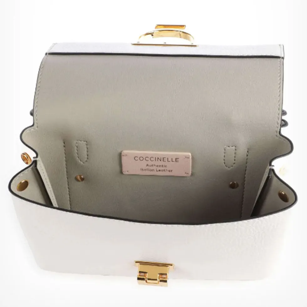 Borsa Donna a Mano COCCINELLE in Pelle Linea Arlettis Signature Small colore Brillant White