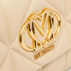 Borsa Donna a Mano con Tracolla LOVE MOSCHINO linea Embossed Trapuntata color Burro
