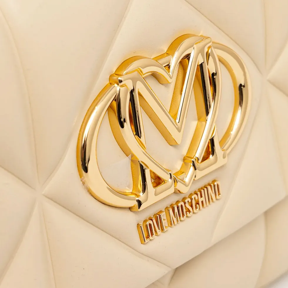 Borsa Donna a Mano con Tracolla LOVE MOSCHINO linea Embossed Trapuntata color Burro