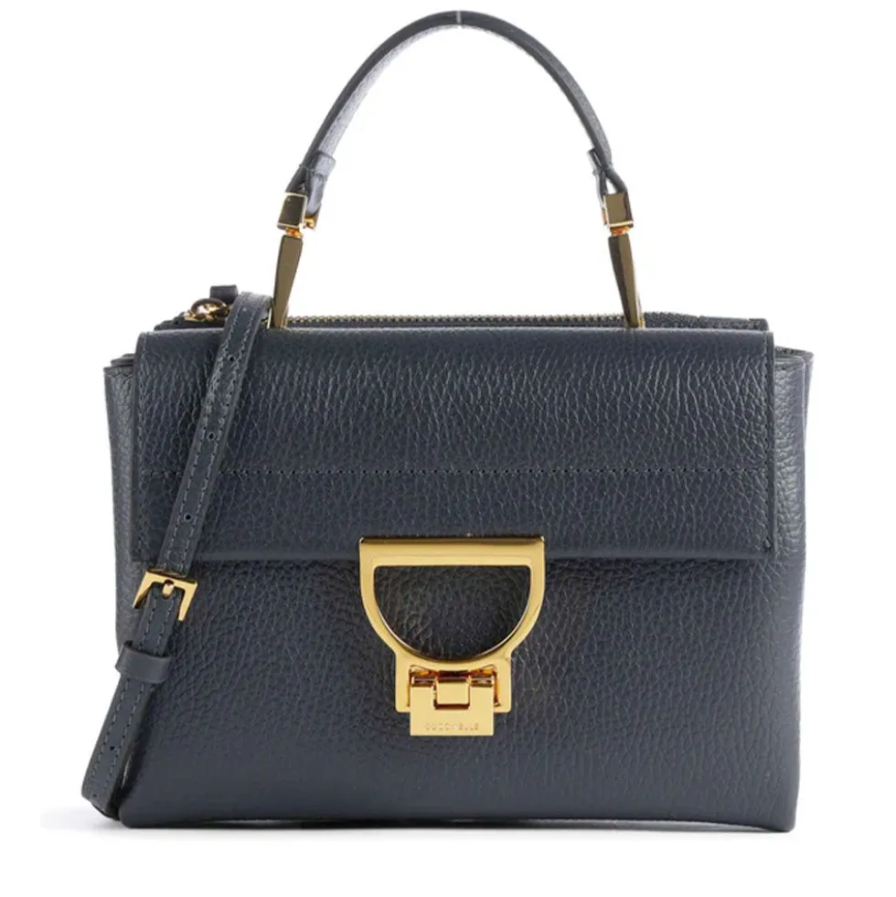 Borsa Donna a Mano con Tracolla COCCINELLE Linea Arlettis in Pelle colore Midnight Blue