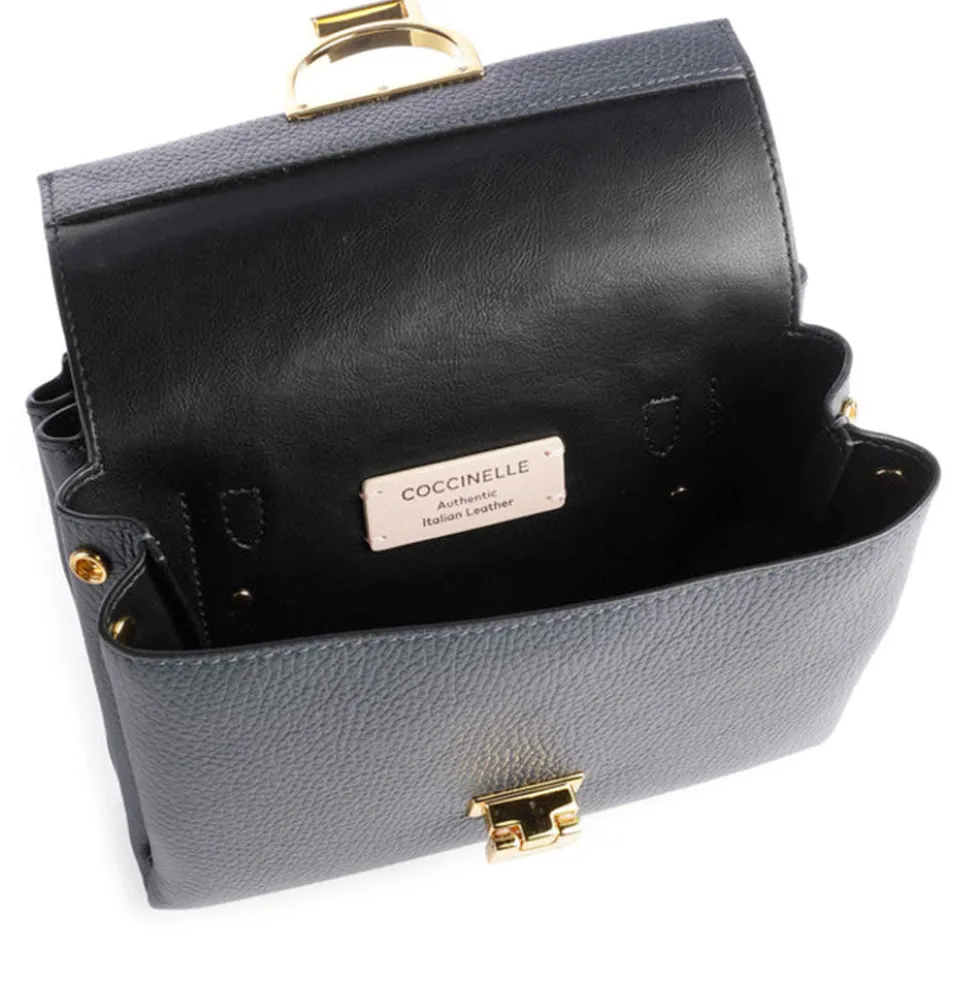 Borsa Donna a Mano con Tracolla COCCINELLE Linea Arlettis in Pelle colore Midnight Blue