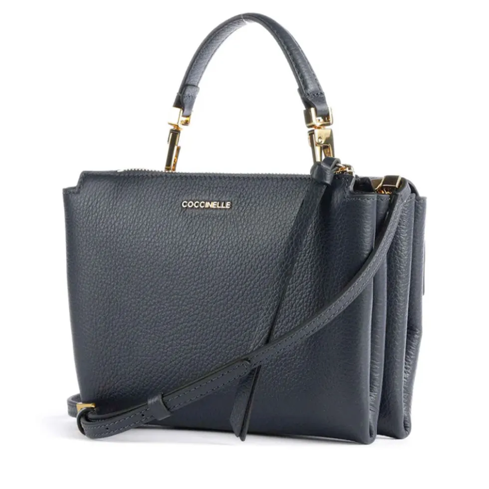Borsa Donna a Mano con Tracolla COCCINELLE Linea Arlettis in Pelle colore Midnight Blue