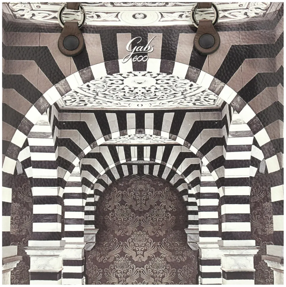 Borsa Donna a Mano con Tracolla GABS G3 PLUS Large in Pelle stampa Portone B/N