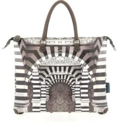 Borsa Donna a Mano con Tracolla GABS G3 PLUS Large in Pelle stampa Portone B/N