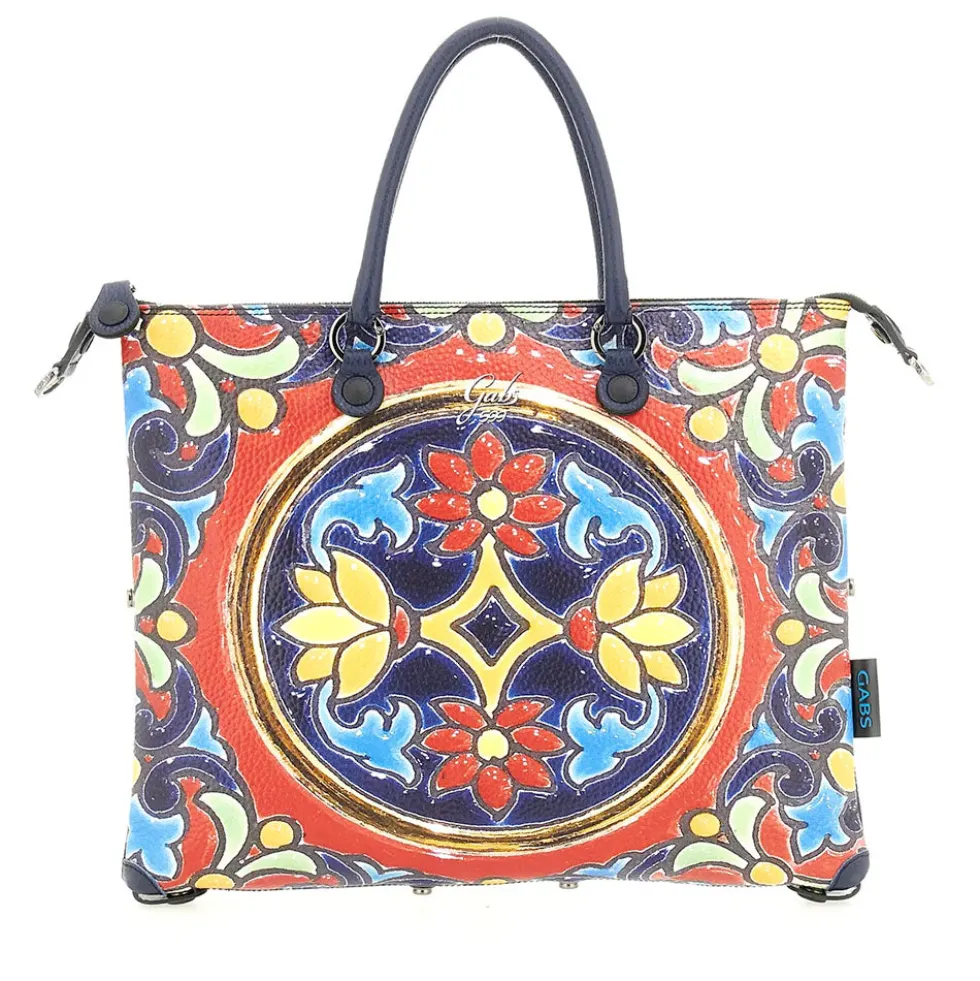 Borsa Donna a Mano con Tracolla GABS G3 PLUS Medium in Pelle stampa Maioliche