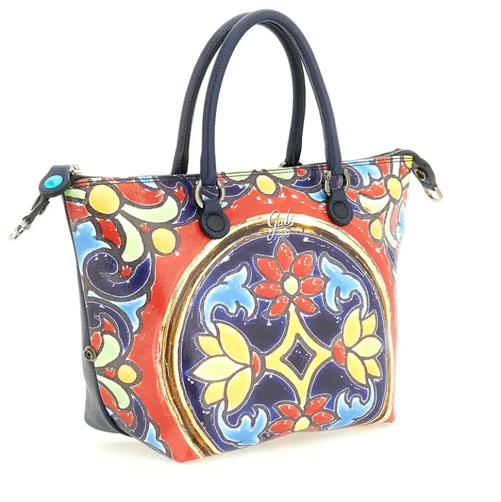 Borsa Donna a Mano con Tracolla GABS G3 PLUS Medium in Pelle stampa Maioliche