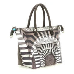 Borsa Donna a Mano con Tracolla GABS G3 PLUS Medium in Pelle stampa Portone B/N