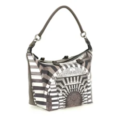Borsa Donna a Mano con Tracolla GABS G3 PLUS Medium in Pelle stampa Portone B/N