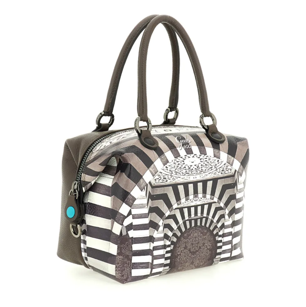 Borsa Donna a Mano con Tracolla GABS G3 PLUS Medium in Pelle stampa Portone B/N