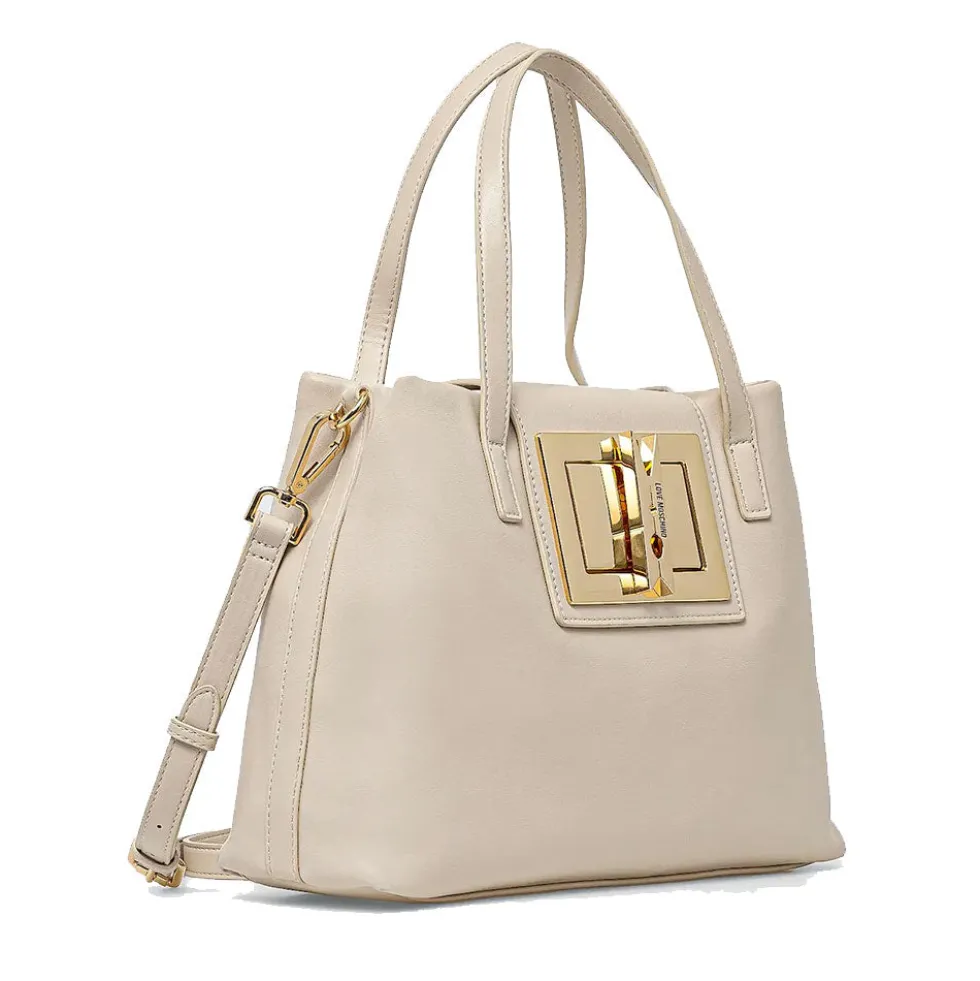 Borsa Donna a Mano con Tracolla LOVE MOSCHINO linea Clothespin Avorio