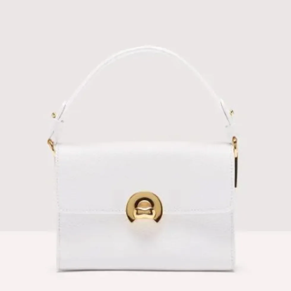 Borsa Donna a Mano con Tracolla COCCINELLE in Pelle linea Binxie Small colore Brillant White