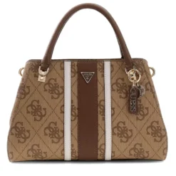 Borsa Donna a Mano GUESS Linea Noelle Colore Latte Logo - Brown