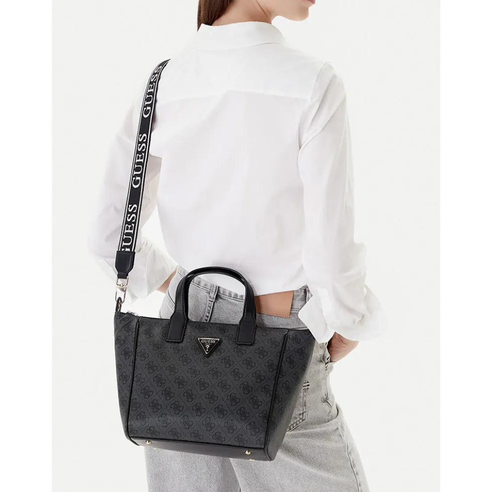 Borsa Donna a Mano in Tessuto GUESS Linea Follie colore Coal Logo