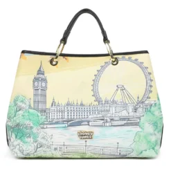 Borsa Donna a Mano Large BRACCIALINI linea Cartoline Looney Tunes stampa Londra