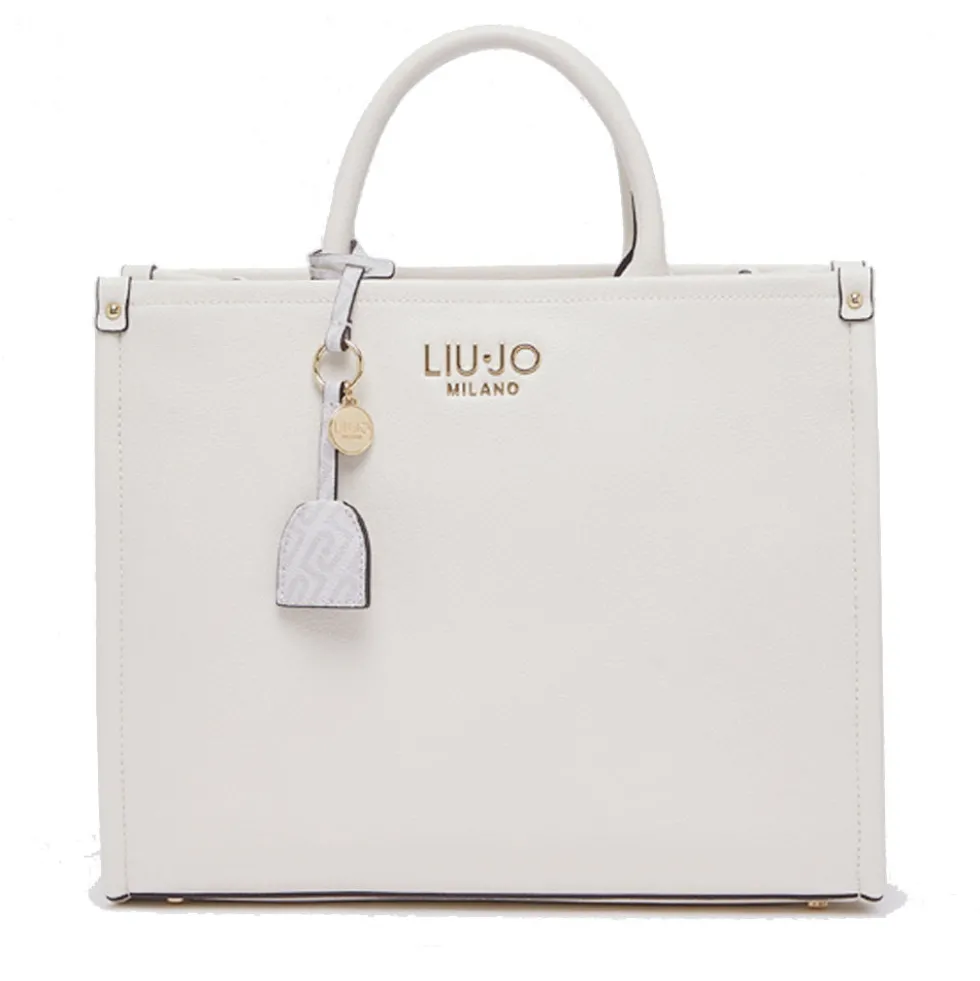 Borsa Donna a Mano Large LIU JO Better stampa Bottalata color Crema con Charm