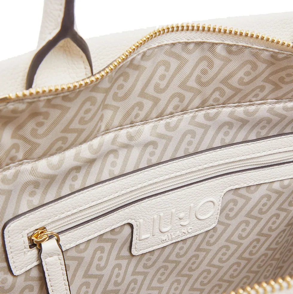Borsa Donna a Mano Large LIU JO Better stampa Bottalata color Crema con Charm