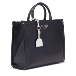 Borsa Donna a Mano Large LIU JO Better stampa Bottalata Nera con Charm