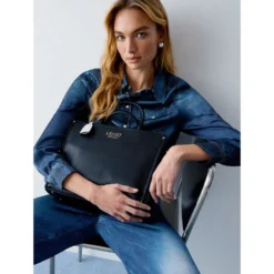 Borsa Donna a Mano Large LIU JO Better stampa Bottalata Nera con Charm