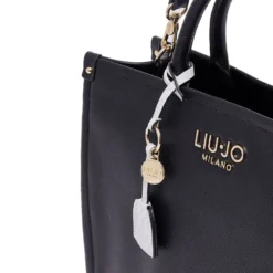 Borsa Donna a Mano Large LIU JO Better stampa Bottalata Nera con Charm